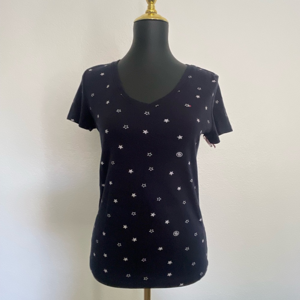 Tommy Hilfiger Navy Star Print V-Neck Tee
